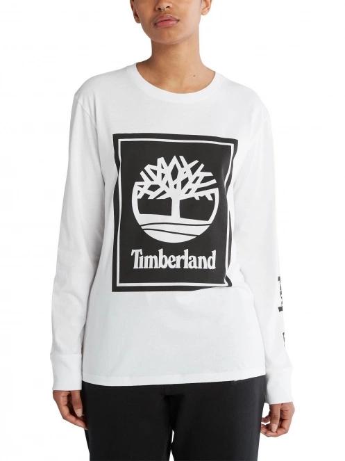 tricou cu maneci lungi pt. barbati Timberland Ls Front Stack Logo Tee alb 3