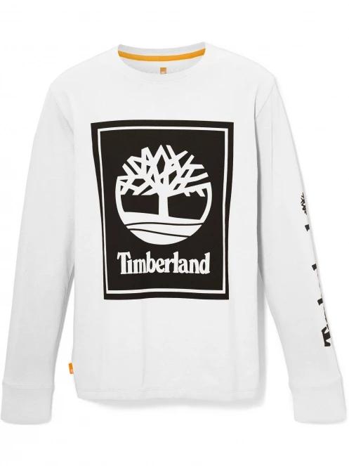 tricou cu maneci lungi pt. barbati Timberland Ls Front Stack Logo Tee alb 6