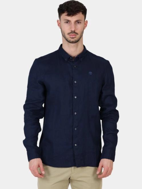 camasa cu maneci lungi pt. barbati Timberland Linen Shirt albastru inchis 2