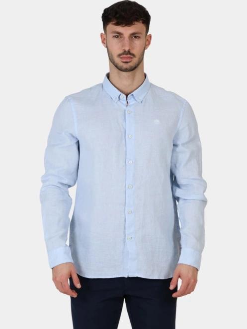 camasa cu maneci lungi pt. barbati Timberland Linen Shirt albastru deschis 2