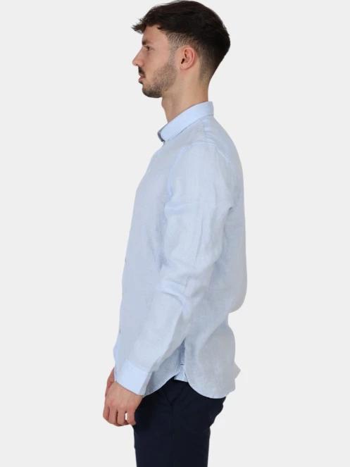 camasa cu maneci lungi pt. barbati Timberland Linen Shirt albastru deschis 3