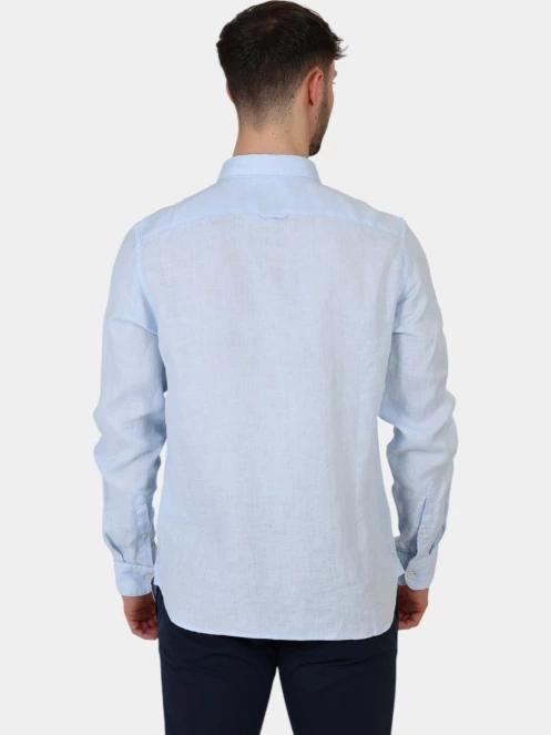 camasa cu maneci lungi pt. barbati Timberland Linen Shirt albastru deschis 4