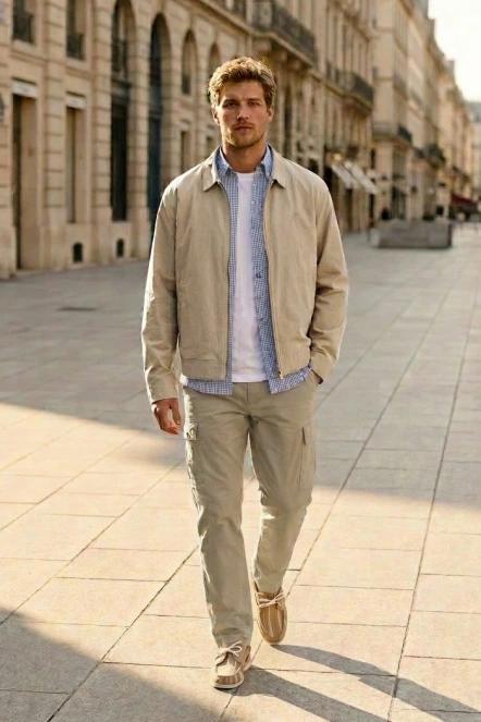 jacheta de primavara pt. barbati Timberland DWR Stratham Cotton Bomber nisip 6