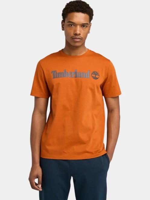 tricou cu maneci scurte pt. barbati Timberland Linear Logo Short Sleeve Tee maro 2