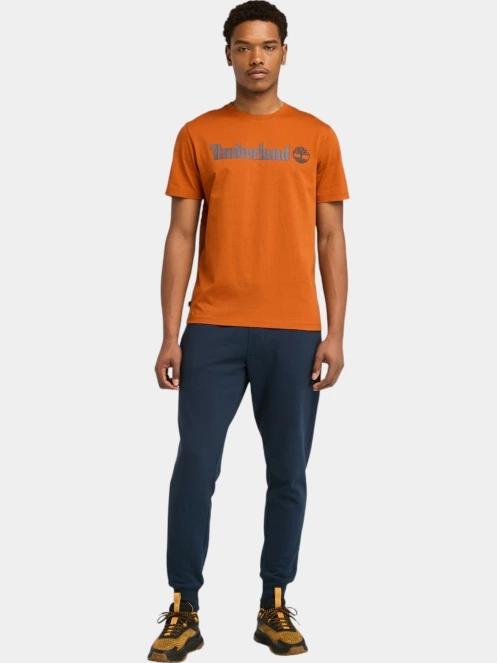 tricou cu maneci scurte pt. barbati Timberland Linear Logo Short Sleeve Tee maro 4