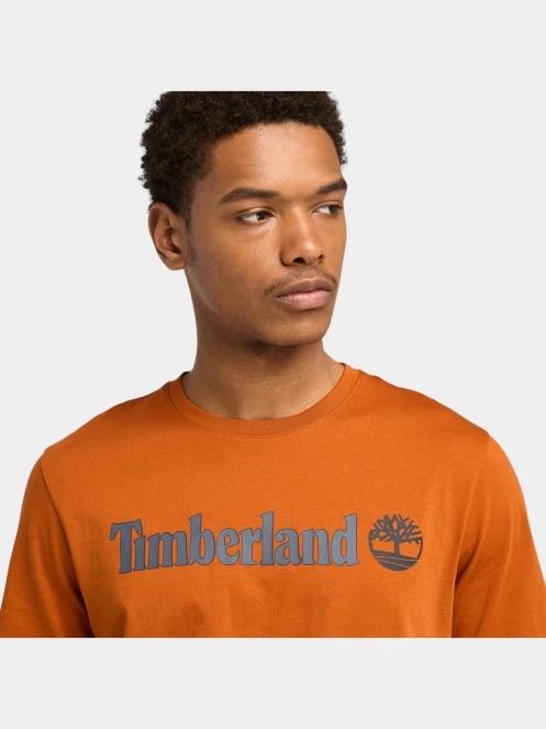 tricou cu maneci scurte pt. barbati Timberland Linear Logo Short Sleeve Tee maro 5