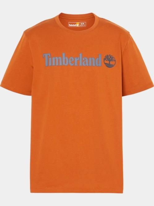 tricou cu maneci scurte pt. barbati Timberland Linear Logo Short Sleeve Tee maro 6