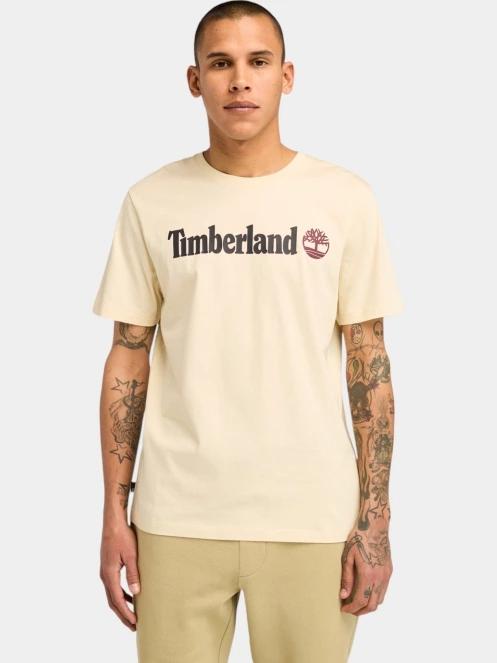 tricou cu maneci scurte pt. barbati Timberland Linear Logo Short Sleeve Tee nisip 2