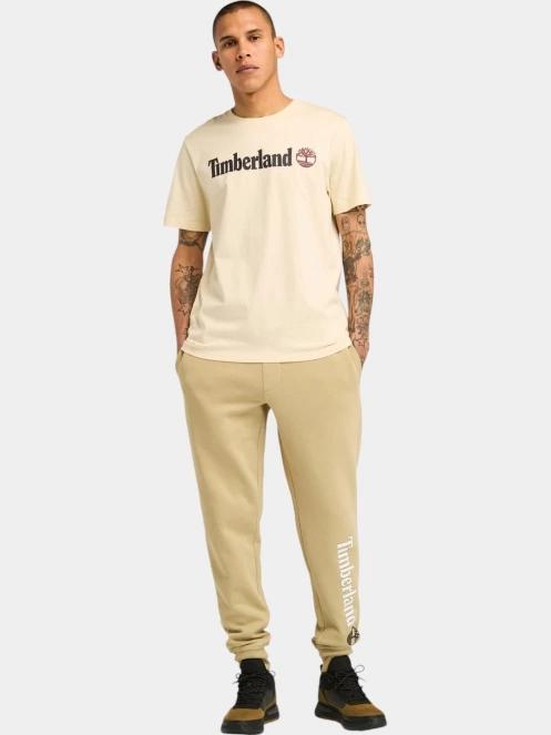 tricou cu maneci scurte pt. barbati Timberland Linear Logo Short Sleeve Tee nisip 4