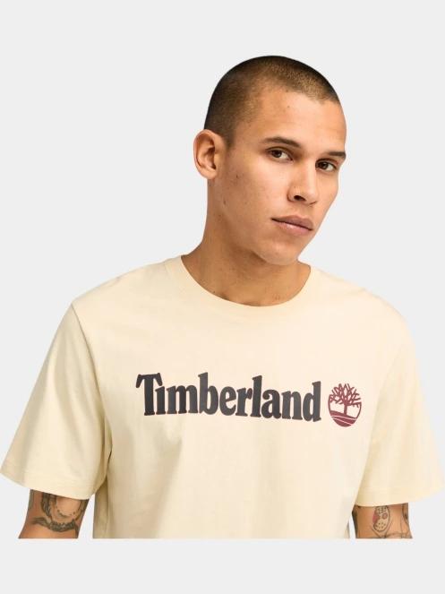 tricou cu maneci scurte pt. barbati Timberland Linear Logo Short Sleeve Tee nisip 5