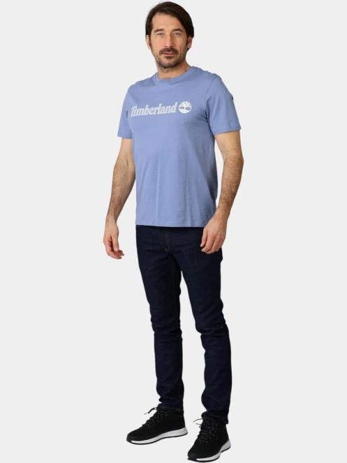 tricou cu maneci scurte pt. barbati Timberland Linear Logo Short Sleeve Tee albastru deschis 5