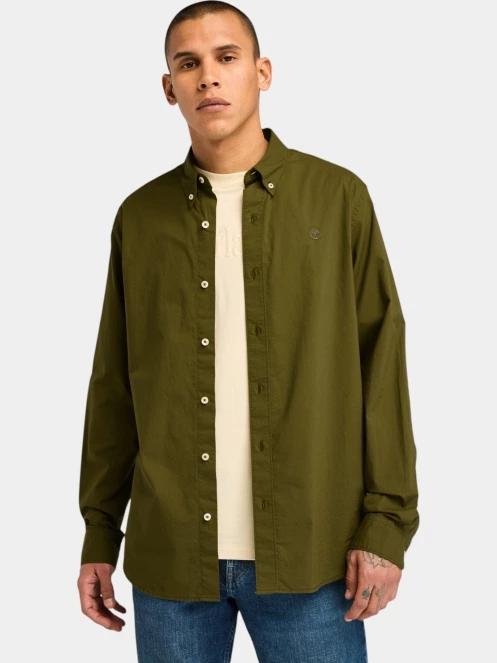 camasa cu maneci lungi pt. barbati Timberland Stretch Poplin Shirt oliv 2