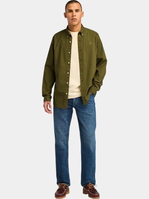 camasa cu maneci lungi pt. barbati Timberland Stretch Poplin Shirt oliv 4