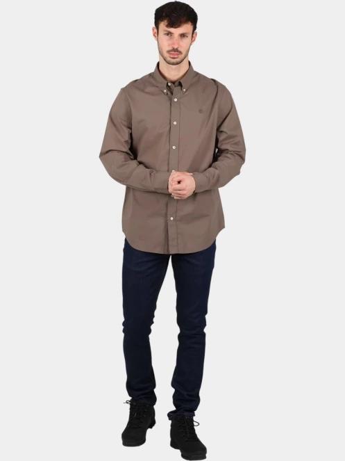 camasa cu maneci lungi pt. barbati Timberland Long Sleeve Stretch Poplin Shirt maro 5