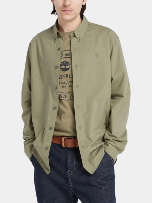 camasa cu maneci lungi pt. barbati Timberland Long Sleeve Stretch Poplin Shirt verde 4