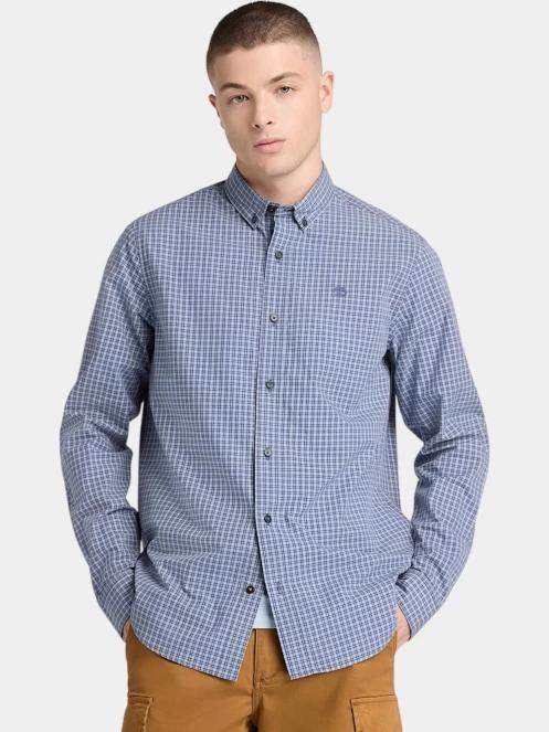 camasa cu maneci lungi pt. barbati Timberland Micro Plaid Poplin Shirt albastru 2