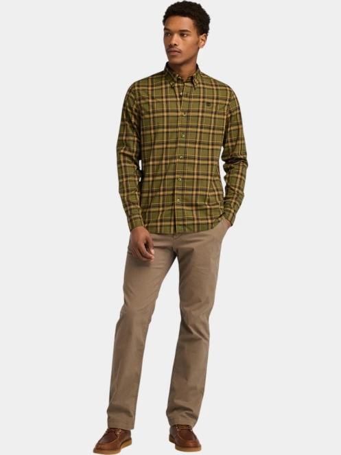 camasa cu maneci lungi pt. barbati Timberland Stretch Poplin Check Shirt oliv 4