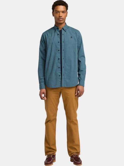 camasa cu maneci lungi pt. barbati Timberland Stretch Poplin Gingham Shirt albastru inchis 4