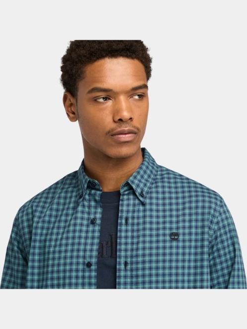 camasa cu maneci lungi pt. barbati Timberland Stretch Poplin Gingham Shirt albastru inchis 5