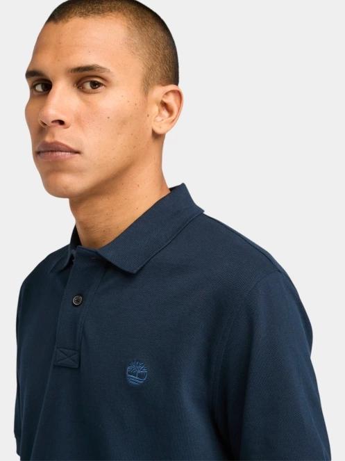 tricou cu guler pt. barbati Timberland Pique Short Sleeve Polo albastru inchis 5