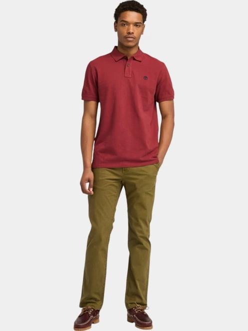 tricou cu guler pt. barbati Timberland Pique Short Sleeve Polo rosu 4