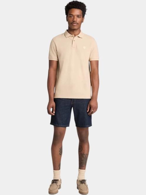 tricou cu guler pt. barbati Timberland Pique Short Sleeve Polo nisip 4