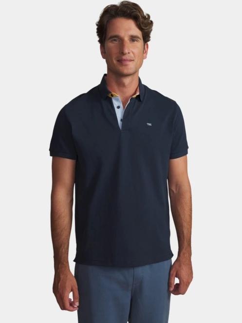 tricou cu guler pt. barbati TBS Clidepol albastru inchis 2