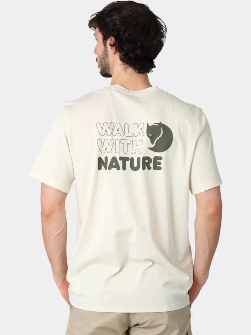 tricou cu maneci scurte pt. barbati Fjallraven Walk With Nature T-shirt M alb 4