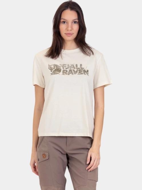 tricou cu maneci scurte pt. femei Fjallraven Lush Logo T-shirt W alb 2