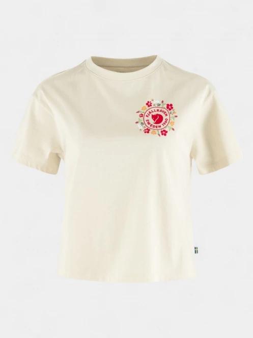 crop top pt. femei Fjallraven Fjällblomster Logo T-shirt W alb 2