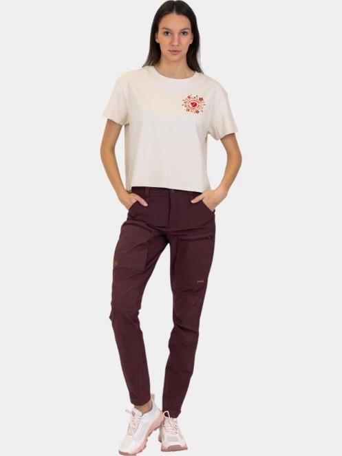 crop top pt. femei Fjallraven Fjällblomster Logo T-shirt W alb 5