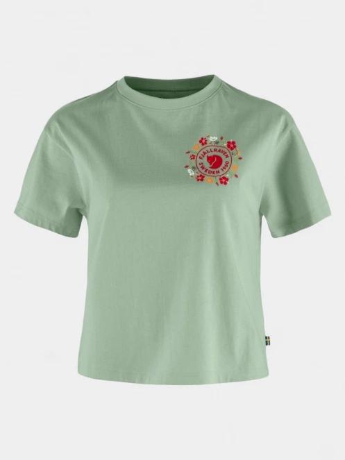crop top pt. femei Fjallraven Fjällblomster Logo T-shirt W verde 2