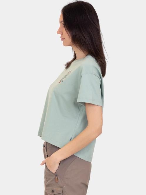 crop top pt. femei Fjallraven Fjällblomster Logo T-shirt W verde 3