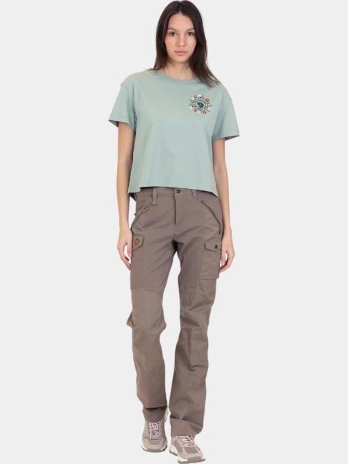 crop top pt. femei Fjallraven Fjällblomster Logo T-shirt W verde 5