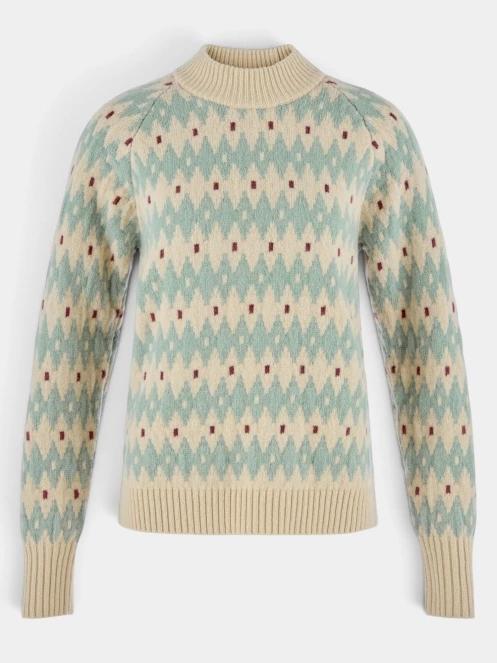pulover tricotat pt. femei Fjallraven Övik Jacquard Knit W nisip 2