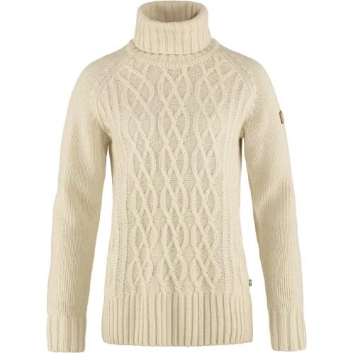 pulover tricotat pt. femei Fjallraven Övik Cable Knit Roller Neck W nisip 2
