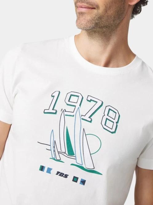 tricou cu maneci scurte pt. barbati TBS Hervetee alb 5