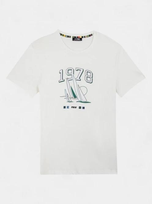 tricou cu maneci scurte pt. barbati TBS Hervetee alb 6
