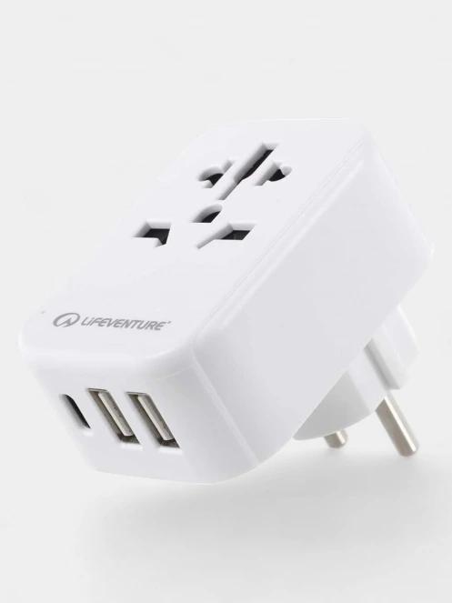 convertor Lifemarque European Travel Adaptor with USB + USB C alb 3
