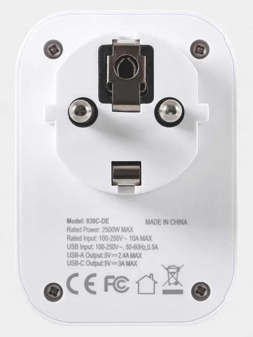 convertor Lifemarque European Travel Adaptor with USB + USB C alb 5