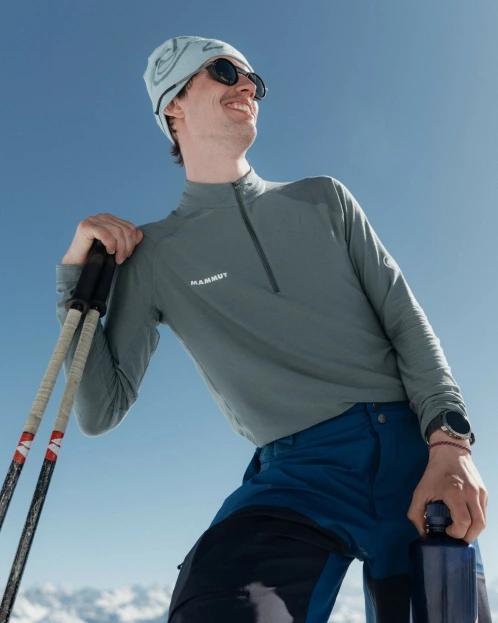 tricou cu maneci lungi, pentru sport pt. barbati Mammut Tree Wool Thermal FL Half Zip Longsleeve gri 8
