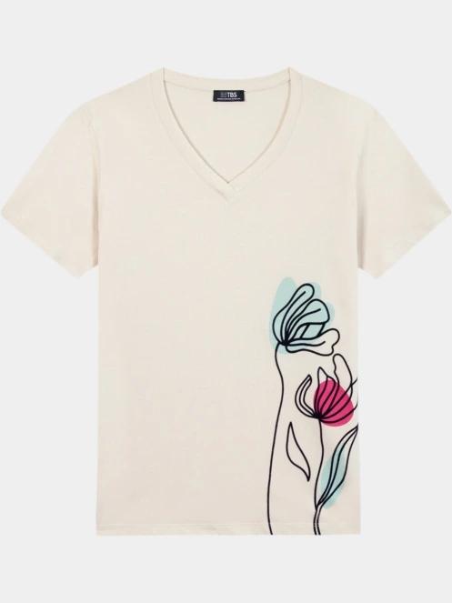 tricou cu maneci scurte pt. femei TBS Melbatee nisip 2