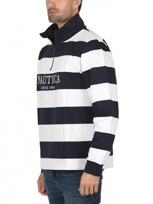 tricou cu maneci lungi si guler pt. barbati Nautica Foxen 1 Zip Top albastru inchis 3