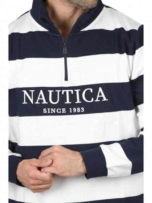 tricou cu maneci lungi si guler pt. barbati Nautica Foxen 1 Zip Top albastru inchis 5