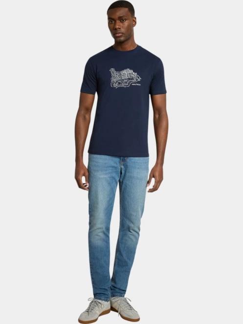 tricou cu maneci scurte pt. barbati Nautica Angelo T-Shirt albastru inchis 4