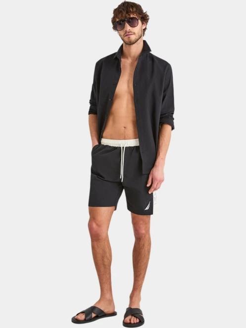 sorturi de baie pentru barbati pt. barbati Nautica Derwent 7” Swim Short negru 4