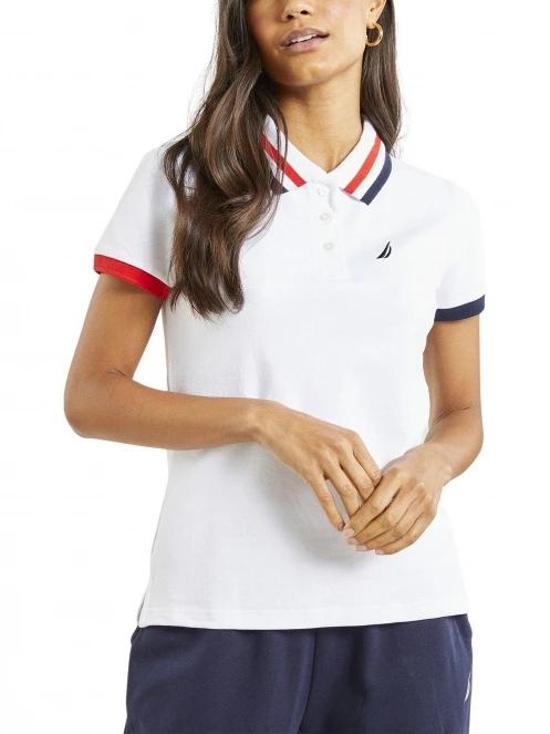 tricou cu guler pt. femei Nautica Cowley Polo Shirt alb 2