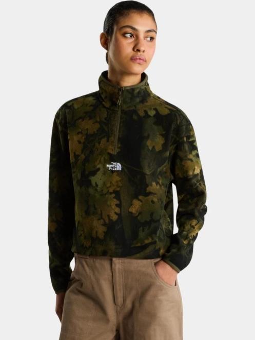 pulover polar pt. barbati The North Face W Novelty Logo Glacier 1/4 Zip - Print verde 2