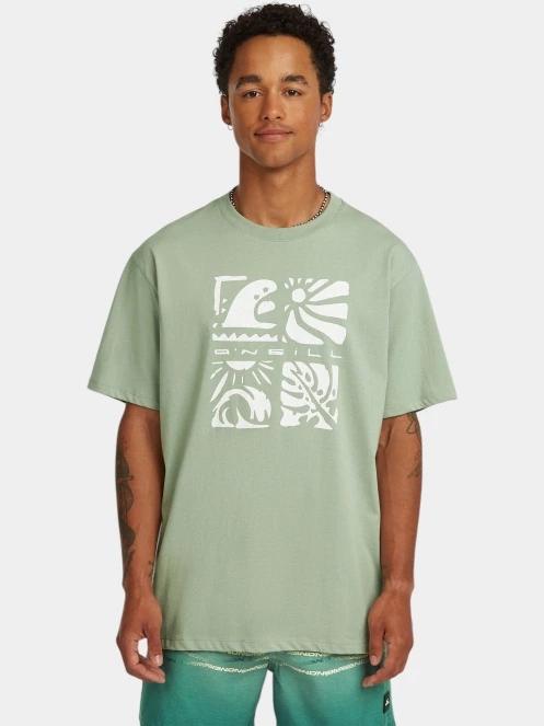 tricou cu maneci scurte pt. barbati O'Neill O'Neill Melange Front Print T-Shirt verde deschis 2