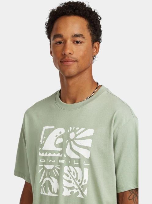 tricou cu maneci scurte pt. barbati O'Neill O'Neill Melange Front Print T-Shirt verde deschis 5